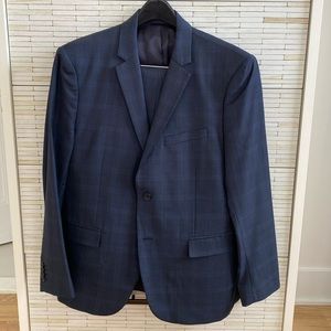 Theory Blue Windowpane Men’s Suit 42R / 33W x 30L